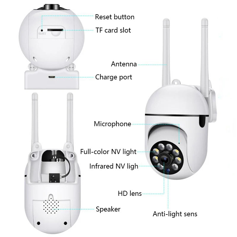 Caméra Surveillance WiFi 8MP — PTZ 4X Zoom Audio Bidirectionnel Vision Nocturne