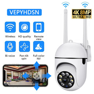 Caméra Surveillance WiFi 8MP — PTZ 4X Zoom Audio Bidirectionnel Vision Nocturne