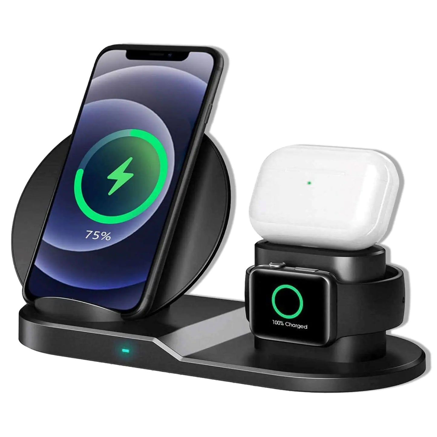Station de Charge Sans Fil Rapide 3 en 1, Chargeur 10W pour Iphone, Apple Watch et Airpods
