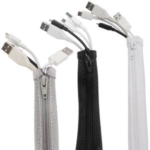 Gaine Cache-Câbles 1M avec Fermeture Éclair — Organisateur de Fils Flexible