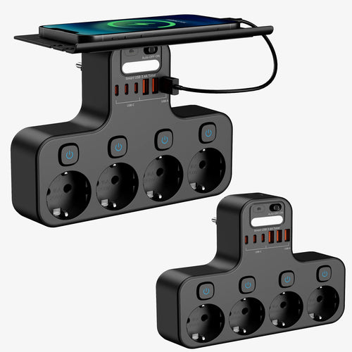 Multiprise EU 4000W avec Lumière Nocturne et Ports USB-C — Interrupteurs Indépendants