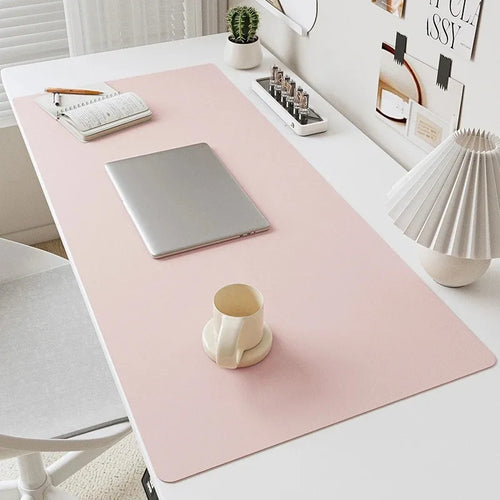Tapis de Souris en Cuir PU Uni — Gaming et Bureau, Étanche, Antidérapant