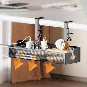 Chemin de Câbles Sous Bureau Extensible — Fixation par Pince Sans Perçage