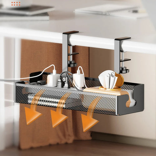 Chemin de Câbles Sous Bureau Extensible — Fixation par Pince Sans Perçage