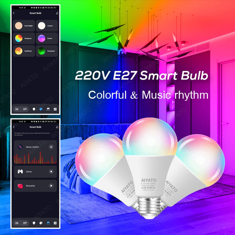 Ampoule Connectée WiFi Bluetooth RGB E27 — Éclairage Intelligent Compatible Assistants Vocaux