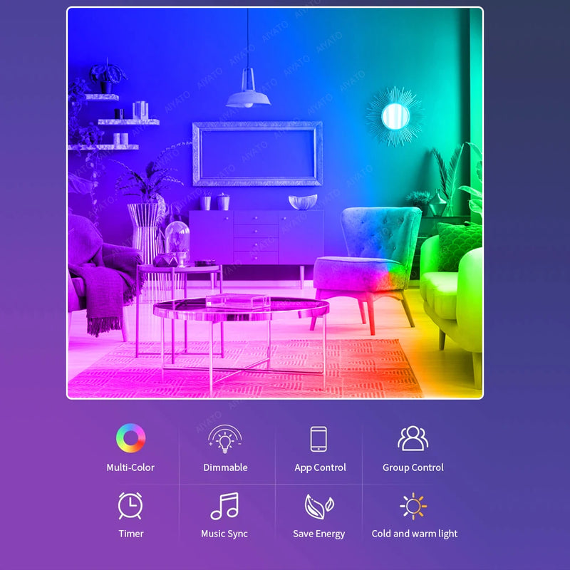 Ampoule Connectée WiFi Bluetooth RGB E27 — Éclairage Intelligent Compatible Assistants Vocaux