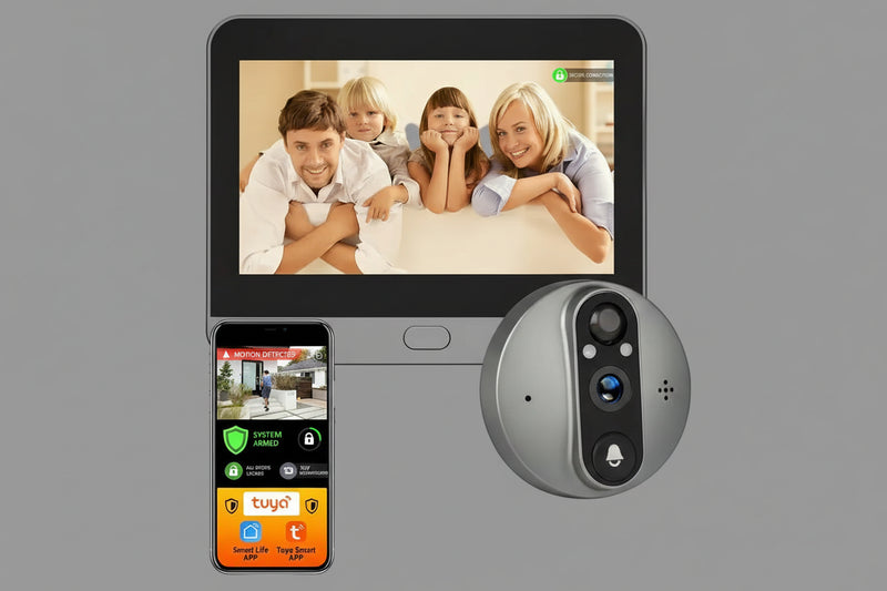 Caméra de Surveillance WiFi 3MP Intérieur Extérieur — Compatible Assistants Vocaux