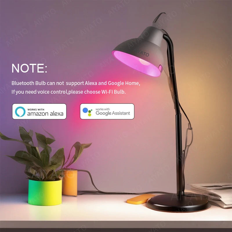 Ampoule Connectée WiFi Bluetooth RGB E27 — Éclairage Intelligent Compatible Assistants Vocaux