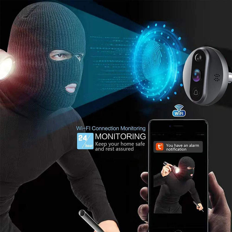 Caméra de Surveillance WiFi 3MP Intérieur Extérieur — Compatible Assistants Vocaux