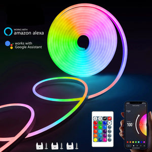 Ruban LED Néon RGB Connecté WiFi — Bande Lumineuse Flexible Compatible Assistants Vocaux
