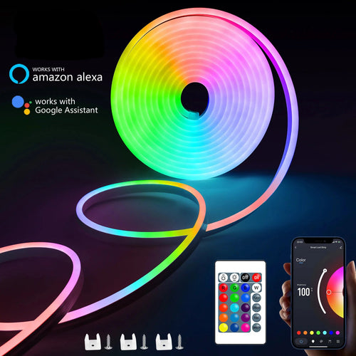 Ruban LED Néon RGB Connecté WiFi — Bande Lumineuse Flexible Compatible Assistants Vocaux