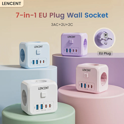 Multiprise Murale 7-en-1 — Cube USB-A & USB-C avec Interrupteur
